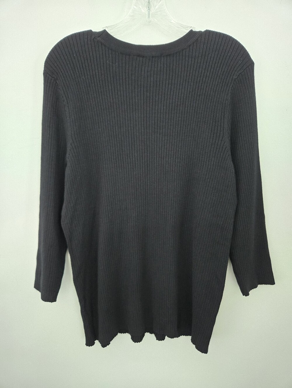 Investments ribbed-knit 3/4 sleeves black sweater. Size XL. New - Picture 3 of 7